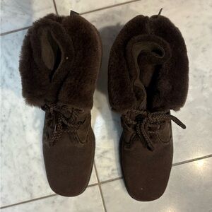 Women's Brown shearling Lined Boots Maxine of Canada
